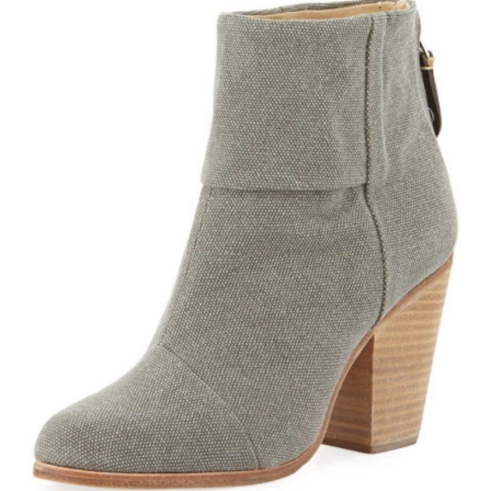 Rag & Bone Newbury Suede Leather Heeled Ankle Booties: Dark Grey